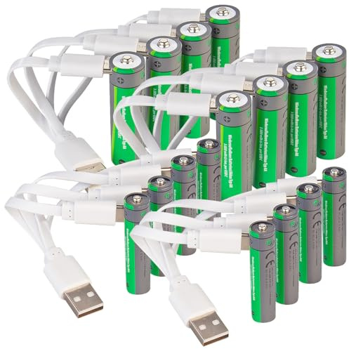 tka Köbele Akkutechnik Akku Batterie Sets: 16er-Set wiederaufladbare Batterien: 8X AA (3000mWh), 8X AAA (800mWh) (AA Akku wiederaufladbar USB-C, USB C, RC)