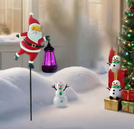 Christmas Santa Solar Kettle Lights Garden Lawn Decorative Light, Solarlampen für außen, Gartendeko für außen, Wasserdicht LED gießkanne, Solar Hängelaterne mit Halterung für Garten, Rasen (B)