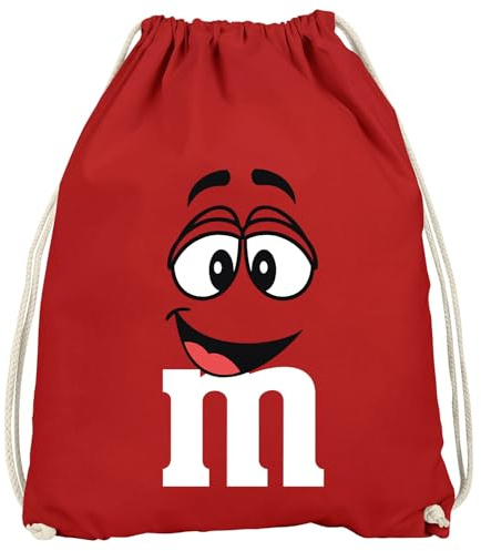 MoonWorks® Turnbeutel - M mit Gesicht - Accessoires Fasching Karneval Gadgets Spruch lustig Faschingsartikel Tasche Gymbag Rot unisize
