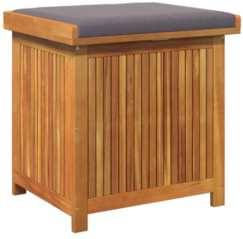 Hommdiy Outdoor-Kissenbox Gartenbox Auflagenbox Wasserdicht Holz 60x50x61 cm Massivholz Akazie