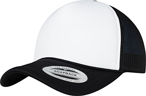 Flexfit Uni 6005FC-Foam Trucker Curved Visor Cap, blk/wht/blk, one Size