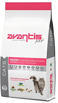Avantis Pet Cats - Pienso para Gatos Adultos - 7,5 kg - Fácilmente Digerible con Pescado, Pollo y Cereales - Comida Seca 100% Completa y Equilibrada