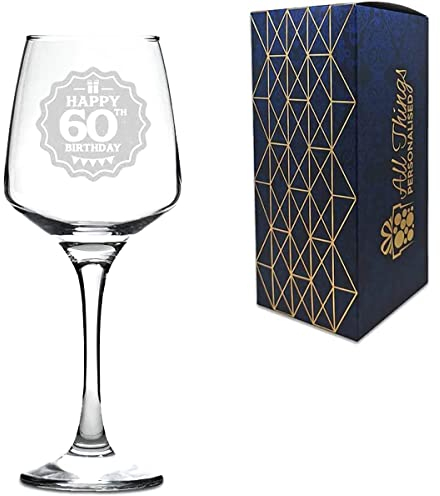 Engraved 60th Birthday Large Tallo Red Wine, Holds Up to 14oz or 400ml of Wine, Laser Engraved in The UK, Gift Boxed, Gift for Her, Gift for Mum, Birthday Gift