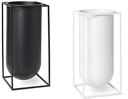 By Lassen - Kubus Vase Nolia - Blumenvase - Stahl - schwarz - Höhe 40 cm