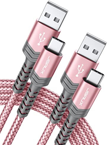 JSAUX USB C Cable (2 m 2-Pack) 3.1A Fast Charging, Type C Fast Charger Cable Compatible with iPhone 16e 16 15 Pro Max Plus, Samsung Galaxy S25 S24 S23 S22, A14 A15 A25 A35 A53 A55, CarPlay -Pink
