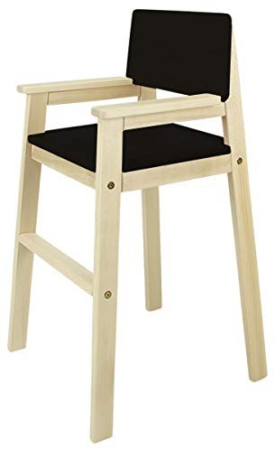 Kinderstuhl Hochstuhl Massivholz Buche Natur/Schwarz Treppenhochstuhl für Esstisch, Kinderhochstuhl für Kinder, stabil & pflegeleicht viele Farben möglich