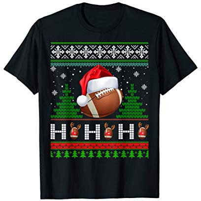 Santa Football Ugly Christmas Sweater Football Xmas Gift T-Shirt