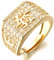 Halukakah ● Gold Segne Alle ● Herren 18k Echtes Gold überzogen Kanji Ring REICH Größe Einstellbar mit KOSTENLOSER Geschenkpackung