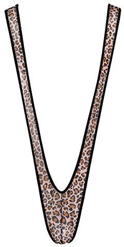 ranrann String Homme Sexy Mankini Hot Bikini Body String Jockstrap Gay Bodysuit Tanga Maillot de Bain Costume Clubwear Leopard Taille Unique