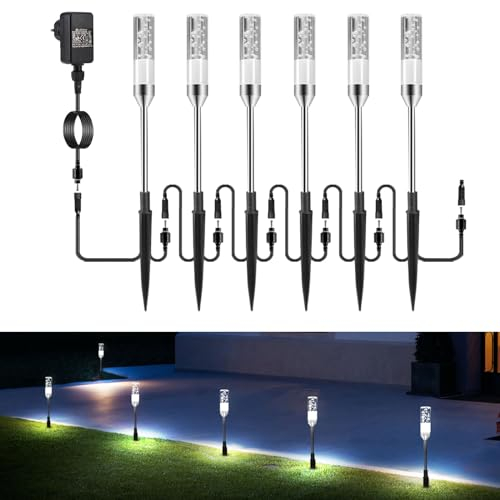 B-right Éclairage de Jardin - Set de 6 Lampes d'Extérieur Avec Piquet de Terre et Prise, Lampe de Chemin d'Accès, Paysage Avec Câble, Étanche pour l'Extérieur