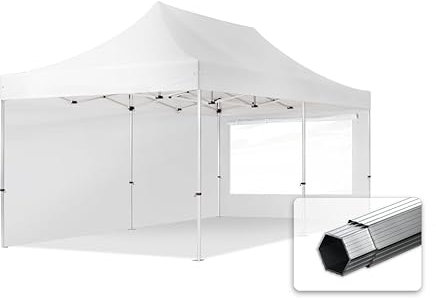 TOOLPORT 3x6 m Tonnelle Pliante Alu, PES 800, côtés panoramiques, Blanc