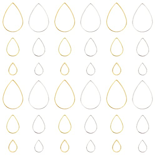 SUNNYCLUE 1 Box 180 Stück 3 Größen Teardrop Verbindungsringe Ohrringe Perlen Creolen Messing Metall Offene Lünetten Rahmen Charms Für Ohrring Zubehör Handwerk Schmuckherstellung Zubehör Goldenes