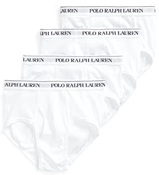 POLO RALPH LAUREN Mens Classic Fit Cotton 4-pack Briefs, White/Cruise Navy, Large US