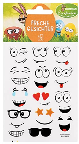 Heitmann Eierfarben - Sticker Freche Gesichter - 2 Motivbögen, 1018610, Bunt