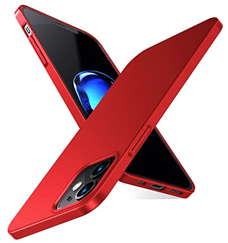 Emlivi Ultra Dünn für iPhone 13 Mini Hülle Minimalism Seidig Glatt Matte Hardcase Schutzhülle iPhone 13 Mini Stoßfest Tasche Schale Handyhülle Anti Scratch Case Cover für iPhone 13 Mini, Rot
