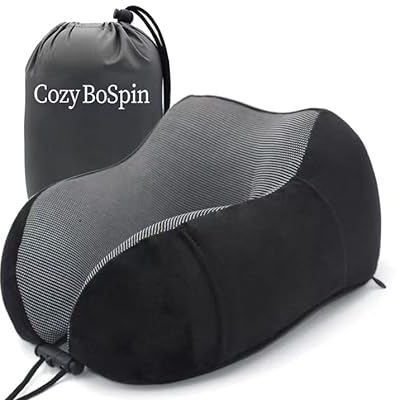 Cozy BoSpin Tragbares Reisekissen – Nackenkissen aus Memory-Schaum, perfekt luxuriös, kompakt und leicht, Schnellpack für Camping, Schlafkissen (schwarz)