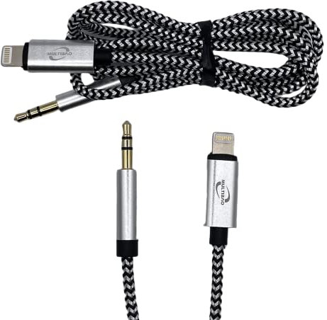 Multibao Aux Cable for iPhone in Car, 3.5mm Jack AUX Adapter For iPhone 13 12 11 7 8 X XS XR, Compatible with Car Stereo/Speaker/Headphone, Supports iOS 14 and later