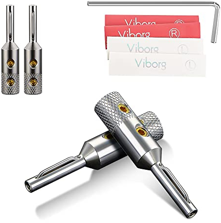 Tertullus 4 Stück High-End Reines Kupfer Rhodiniert Lautsprecherkabel Bananenstecker Audio Hifi Stecker Schraubbarer Für Kabel Bis 5mm