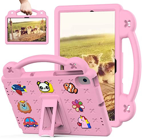 Sfulatdc Custodia per tablet per bambini con cavalletto integrato e manico, antiurto, compatibile con Samsung Galaxy A8, Lenovo M10 Plus di terza generazione da 10,6, rosa
