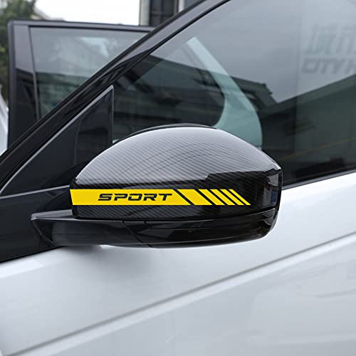 Autodomy Rückspiegel Aufkleber Stickers Auto mit Streifen Design Stripes Tuning 6 Stück mit Unterschiedlichen Breiten Sportdesign | Auto Tuning Aufkleber Streifen Gelb