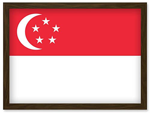 Artery8 Singapore National Flag Patriotic Vexillology World Flags Country Region Poster Artwork Framed Wall Art Print A4