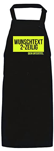 FIREFUN | Feuerwehr-Grillschürze Profi Schwarz |Wunschtext 2-Zeilig mit Untertitel | personalisierbar Koch-Schürze personalisiert | Feuerwehrmann Feuerwehrfrau