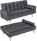 Yaheetech Modern Velvet Sofa Bed 3 Seater Click Clack Sofa Settee Recliner Couch with Wooden Legs for Living Room/Guest Room/Office, Modern Gray
