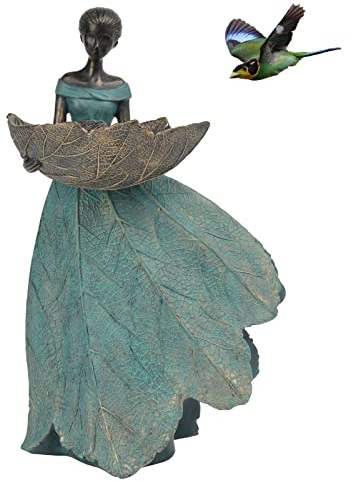 DiliComing Feengartenstatue, Vogelfutterstation – 30,5 cm, Feen-Statue für Heimdekoration, Kunstharz, Outdoor-Statuen für Gartendekoration, tolles Vogelfutterhaus, Gartengeschenk für Frauen, 30,5 x