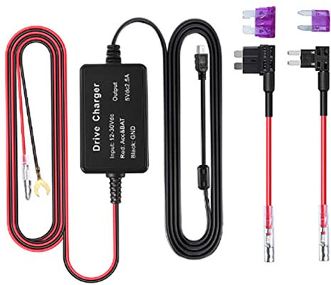 Dash Cam Rear Hardwire Kit, 12V‑30V to 5V USB Adapter Low Voltage Protection Dash Camera Charger for Mirror Cam GPS Navigator Radar Detector