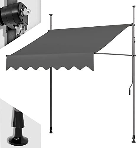 Markise Balkon Ohne Bohren, Standmarkise Balkonmarkisen Wasserdicht, Klemmmarkise mit Kurbel, Sonnenschutz Markisen (Color : Grigio, Size : 2m/78in)