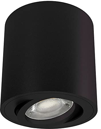 linovum CORI Deckenspot Aufputz schwarz dimmbar mit LED GU10 Licht neutralweiß 6,5W 230V - Aufbau Leuchte schwenkbar Ø80x84mm