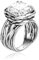 Statement-Ring aus 925er-Sterlingsilber, weiß, kissenförmig, Zirkonia, CZ, organischer Look, Vintage-Antik-Look, hypoallergen, nickel- und bleifrei, handwerklich gefertigte Designerkollektion, Israel