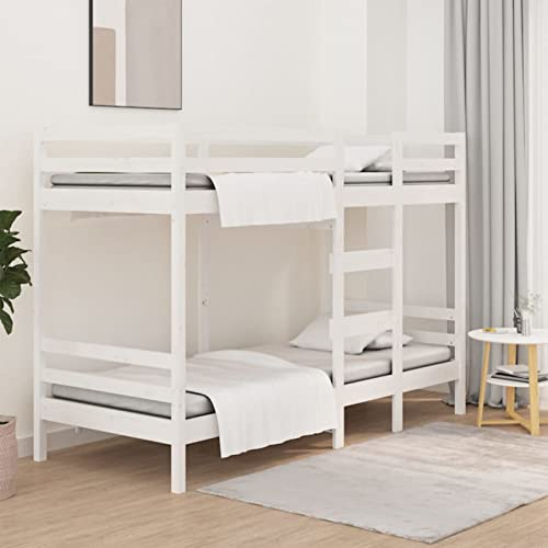 SECOLI etagenbett 80x200 Etagenbett Erwachsene Etagenbett 2 Kinder hochbett stockbett doppelbett Massivholz Kiefer-Weiß-2-80 x 200 cm