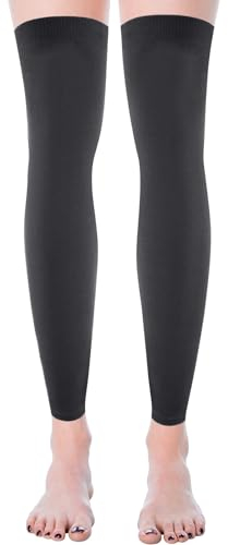 Geyoga Scaldamuscoli per Ginocchio Manicotti per Gambe Termici Invernali Calze a Compressione Senza Piede (Grigio Scuro)