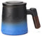 Leegg Tea Cup with Tea Strainer and Lid 400 ml Ceramic Tea Mug (Black and Blue)