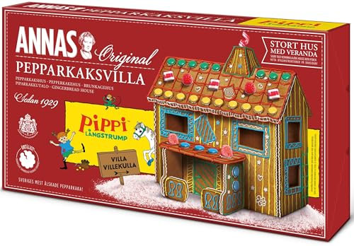 Pippi Langstrumpf Lebkuchenhaus Villa Kunterbunt/ Pepperkakshus Original aus Schweden (Bausatz) Original Annas für die Weihnachts- und Adventszeit - Abmessung aufgebaut ca. ca. 15x20x30cm (LxBxH)