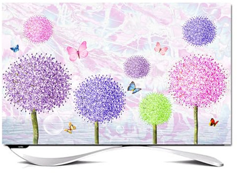VUT TV Dust Cover,LED LCD TV Hanging Desktop Universal Curved Surface Waterproof TV Dust Cover,Floral Plants Pattern Dustproof Cloth For TV Cover(Size:40-43in(102x65cm),Color:A)