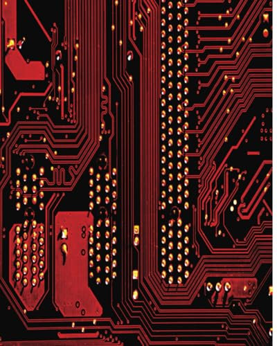 Coding Notebook: Beautiful Red Motherboard Cover -Blank College Ruled Lined Pages 8x10