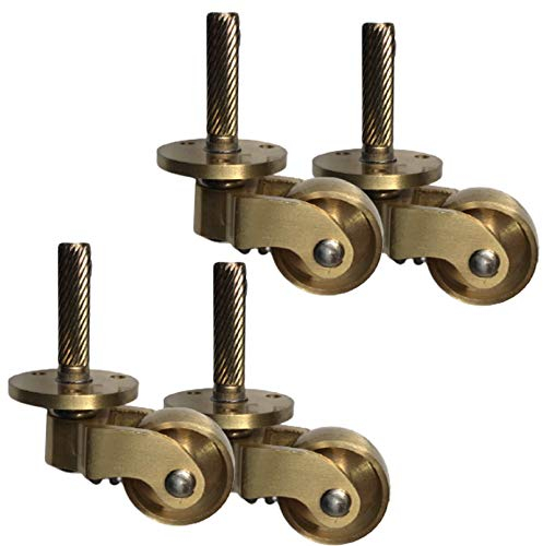 Lenkrollen, Bockrollen 4X antike Vintage-Kolbenstiel-Schwenkräder, 1 poliertes Messing-Möbel-Universalrollen, Ersatzrollen, Tragfähigkeit 150 kg