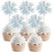 Gyufise 20Pcs Foil Firework Cupcake Toppers Sparkle Tinsel Cake Toppers Tinsel Drink Cake Decoration Cocktail Picks for Birthday Wedding Graduation Party Supplies Laser White