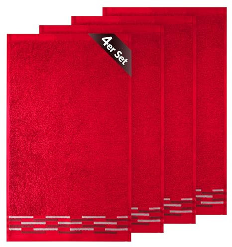 Lashuma kleine Frottee Handtücher Rot, Lugano 4er Set Gästetücher 30x50 cm