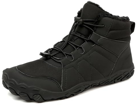 YCYATS Chaussures d'hiver pieds nus pour homme et femme - Chaussures de trail - Chaussures de randonnée - Chaussures hautes chaudes et antidérapantes, Noir , 41 EU