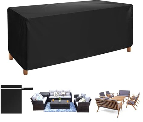 AiQinu Universell Abdeckung für Gartenmöbel, Loungemöbel Abdeckung 170 X 94 X 70 cm, 420D Oxford Gewebe, Wasserdicht Winddicht UV-Beständiges für Gartentische Terrassenmöbel Outdoor-Tisch (Schwarz )