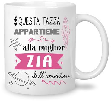 Yufansd Mug Tazza Zia - La Miglior Zia dell'Universo - Regalo Originale per Zietta da Nipote - Compleanno, Matrimonio, Festa della Mamma, Natale - Tazza Caffè in Ceramica 350 ML