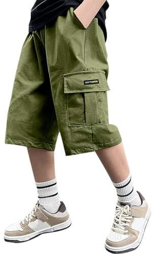 Pantalon Court Cargo Ado Garçon Taille élastique 8-15 Ans Ete Large Shorts et Bermudas Ample Enfant Garcon Pas Cher Confortable Casual Sport Jogging Streetwear Sweatpants (12-13 Years)