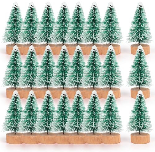 Coopay Sapins de Noël Décoration, 24 pièces Mini Artificiel Sapin Noël Vert, Petit Arbre de Noël Artificiel, Bouteille Sapin de Noël pour Décoration de Table, DIY, Miniature Sapin Noël Déco