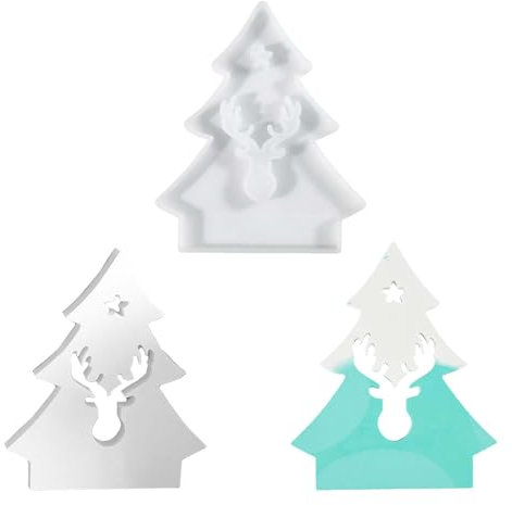 WISIRENT Silikonformen Elch Weihnachtsbaum-Kerzenhalter, Weihnachten Elch Kerzen Formen Weihnachtsbaum-Formen, Silikonform Weihnachten Elch Weihnachtsbaum für Weihnachten, Halloween, Ostern Verwendet