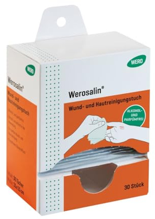 Werosalin® Wund- und Hautreinigungstuch (30 Stück) - alkohol- und parfumfrei - schnell und einfach in der Anwendung - zur sanften Wund- und Hautreinigung