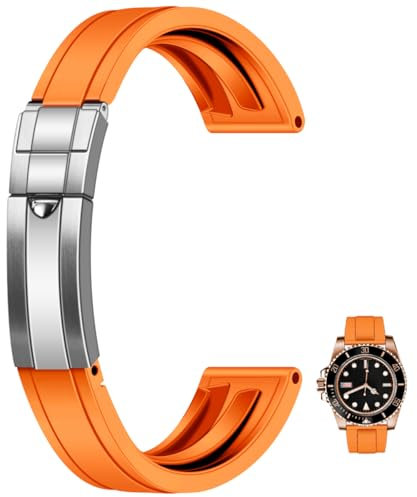 Kai Tian Bracelet de montre en caoutchouc de 20 mm et 22 mm avec boucle déployante - Bracelet de montre en caoutchouc fluoré de silicone pour bracelets Rolex Seiko hommes et femmes, 20mm, Silicone