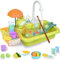 Ulikey Évier pour Enfant avec Eau Courante, Jouet d'évier de Cuisine, Jouets de Pêche, Jouets de Cuisine Accessoires avec Robinet Enfant Pompe, Recyclage de l'eau, Évier Jouet Enfants 3+ Ans (Vert)